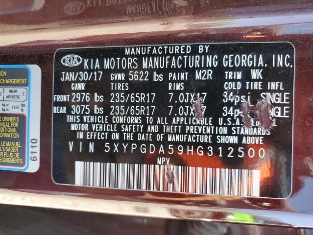 2017 Kia Sorento Lx VIN: 5XYPGDA59HG312500 Lot: 54653194