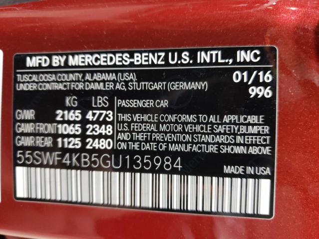 2016 Mercedes-Benz C 300 4Matic VIN: 55SWF4KB5GU135984 Lot: 56026924