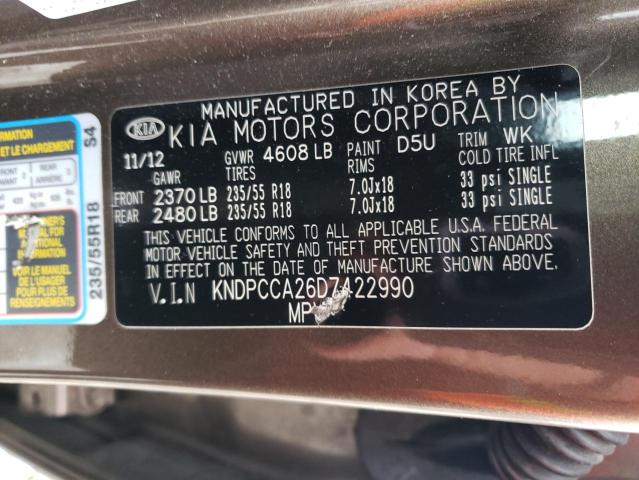 2013 Kia Sportage Ex VIN: KNDPCCA26D7422990 Lot: 56321614