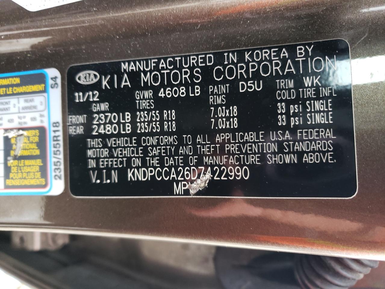 KNDPCCA26D7422990 2013 Kia Sportage Ex