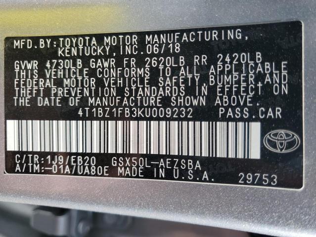 2019 Toyota Avalon Xle VIN: 4T1BZ1FB3KU009232 Lot: 55163044