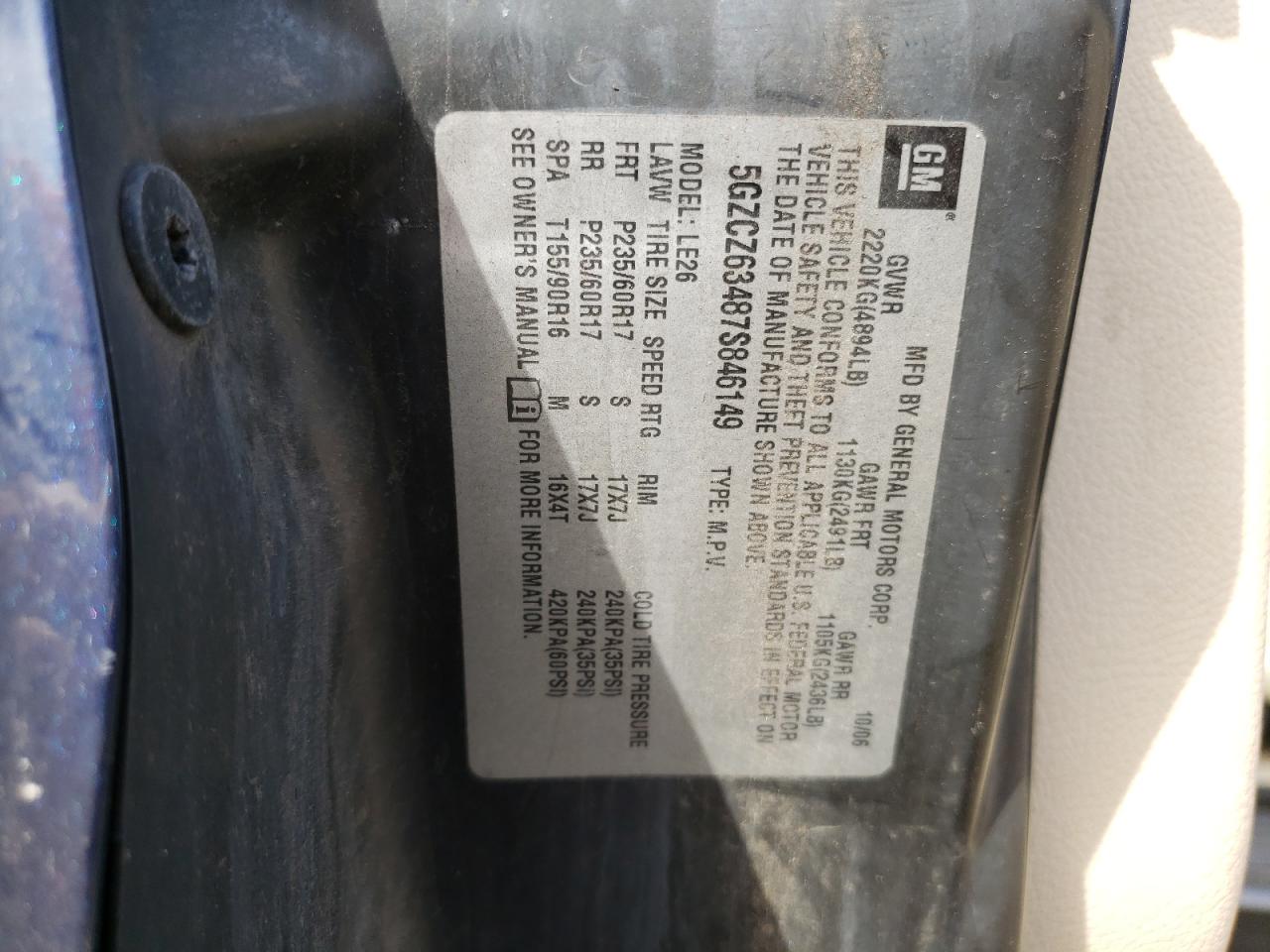 5GZCZ63487S846149 2007 Saturn Vue