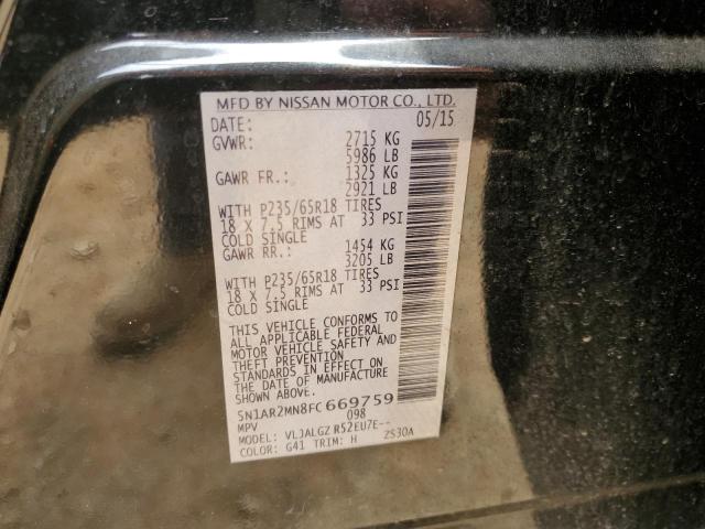 2015 Nissan Pathfinder S VIN: 5N1AR2MN8FC669759 Lot: 55901294