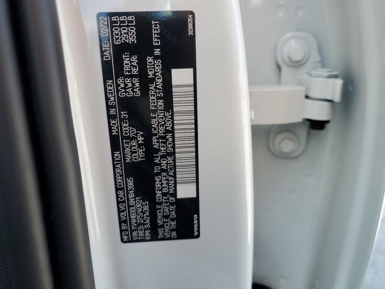 YV4H600L6N1843985 2022 Volvo Xc90 T8 Recharge Inscription