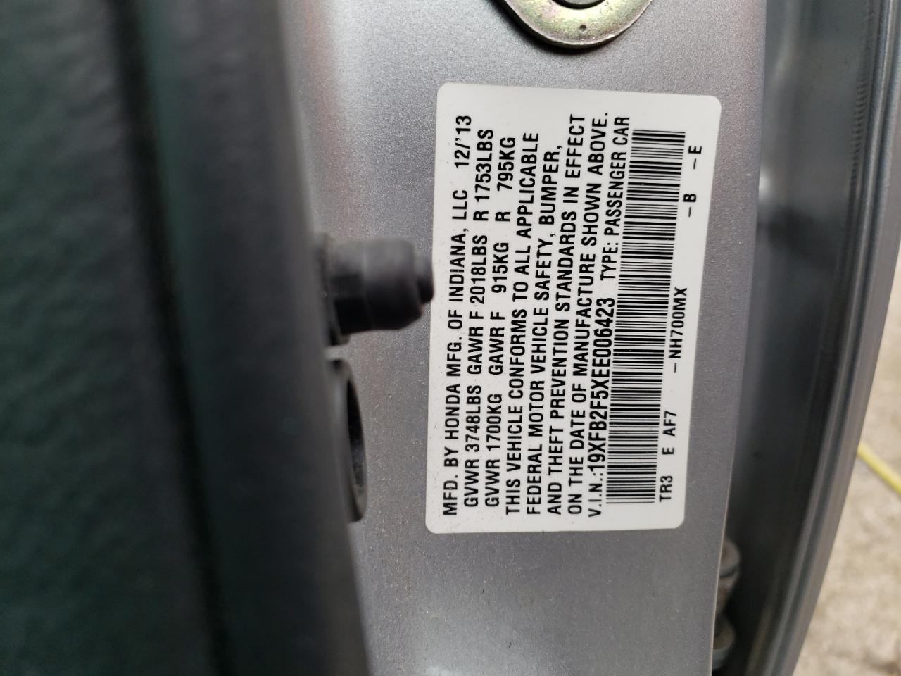 19XFB2F5XEE006423 2014 Honda Civic Lx