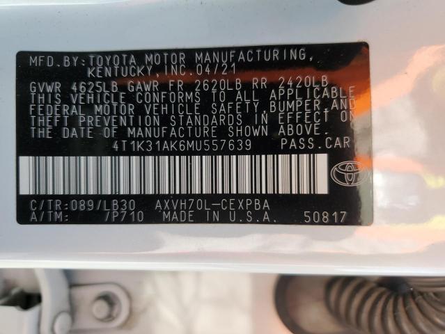 VIN 4T1K31AK6MU557639 2021 Toyota Camry, Xse no.12