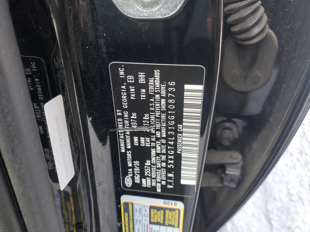 5XXGT4L31GG108736 2016 Kia Optima Lx