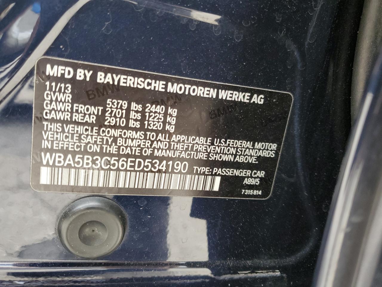 WBA5B3C56ED534190 2014 BMW 535 Xi