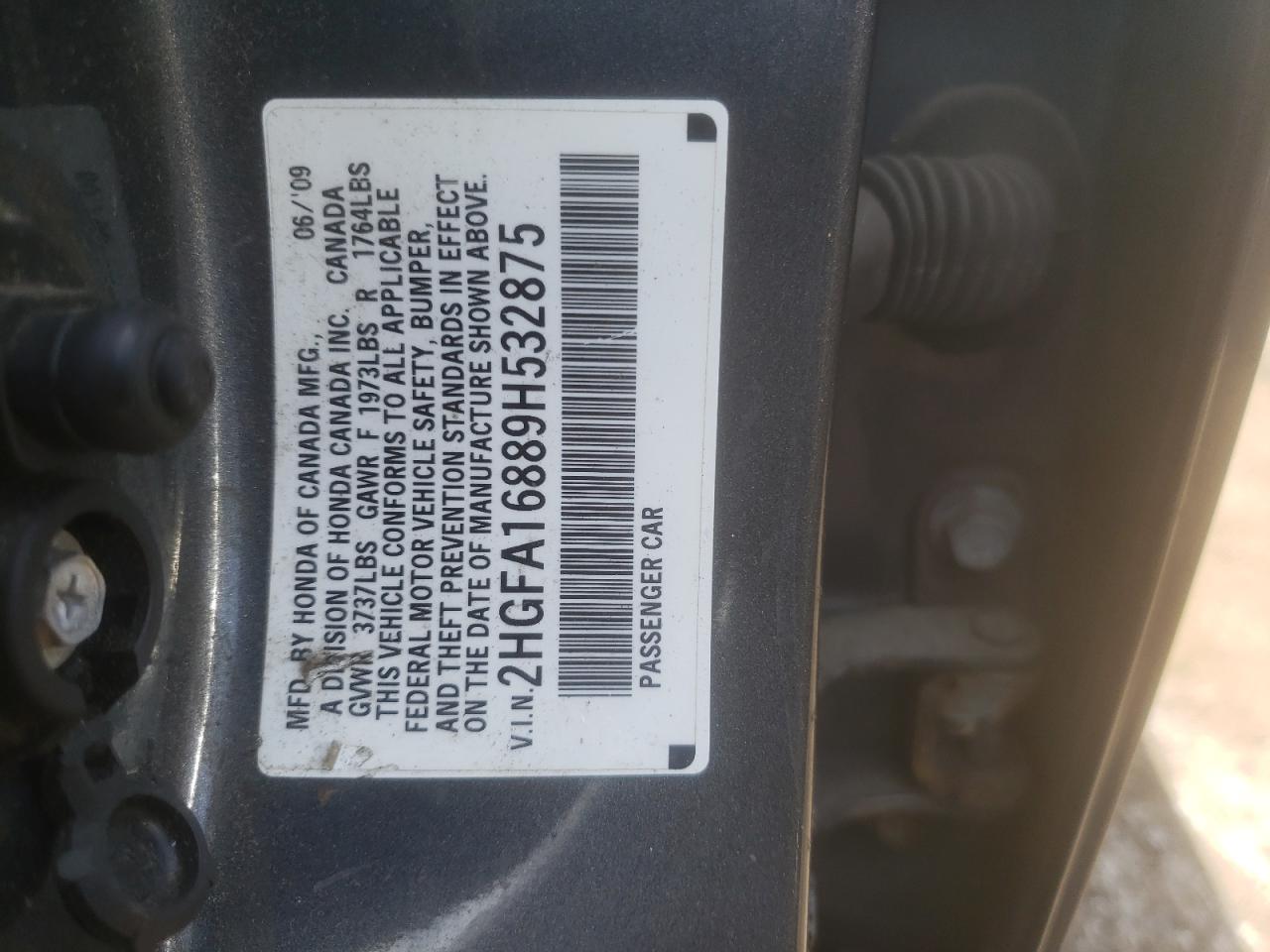 2HGFA16889H532875 2009 Honda Civic Ex