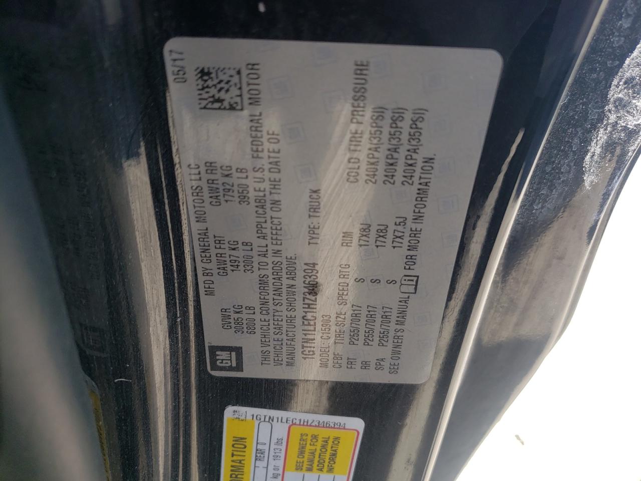 1GTN1LEC1HZ346394 2017 GMC Sierra C1500