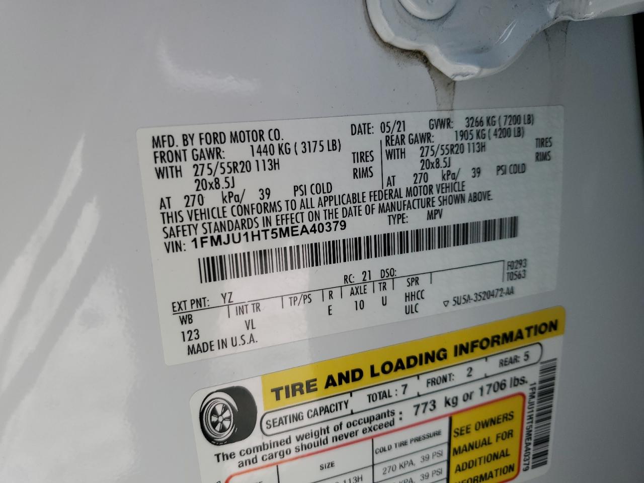 1FMJU1HT5MEA40379 2021 Ford Expedition Xlt