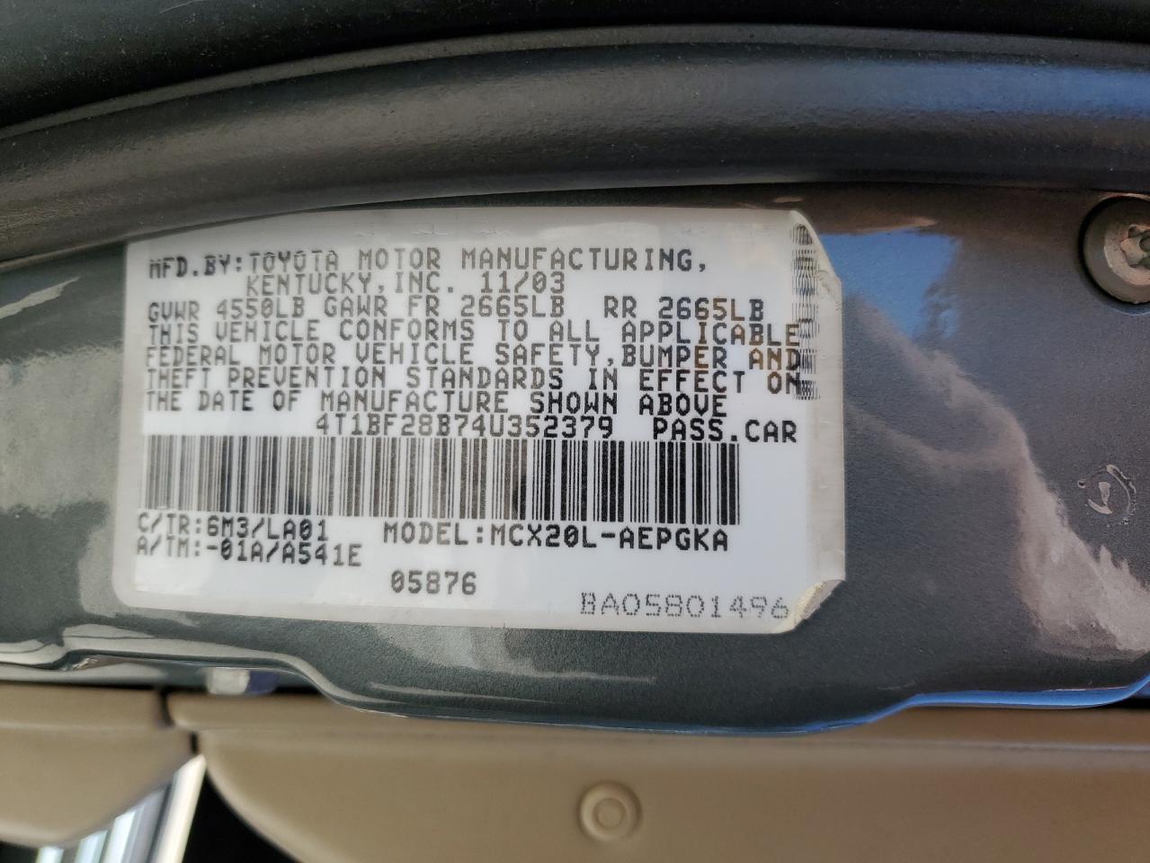 4T1BF28B74U352379 2004 Toyota Avalon Xl