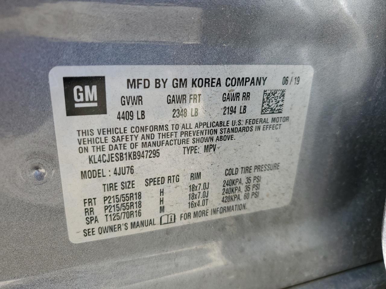 KL4CJESB1KB947295 2019 Buick Encore Preferred