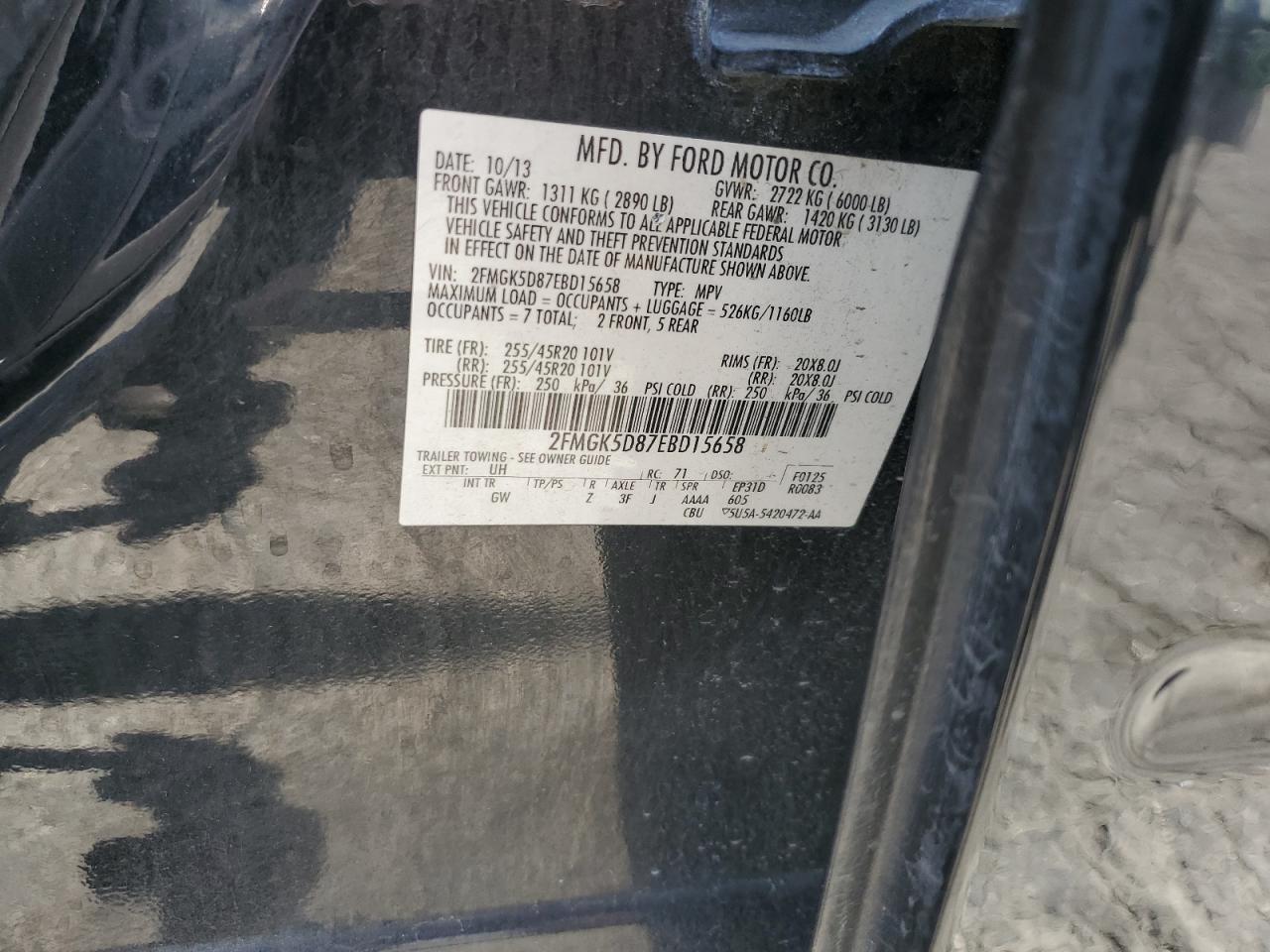 2FMGK5D87EBD15658 2014 Ford Flex Limited