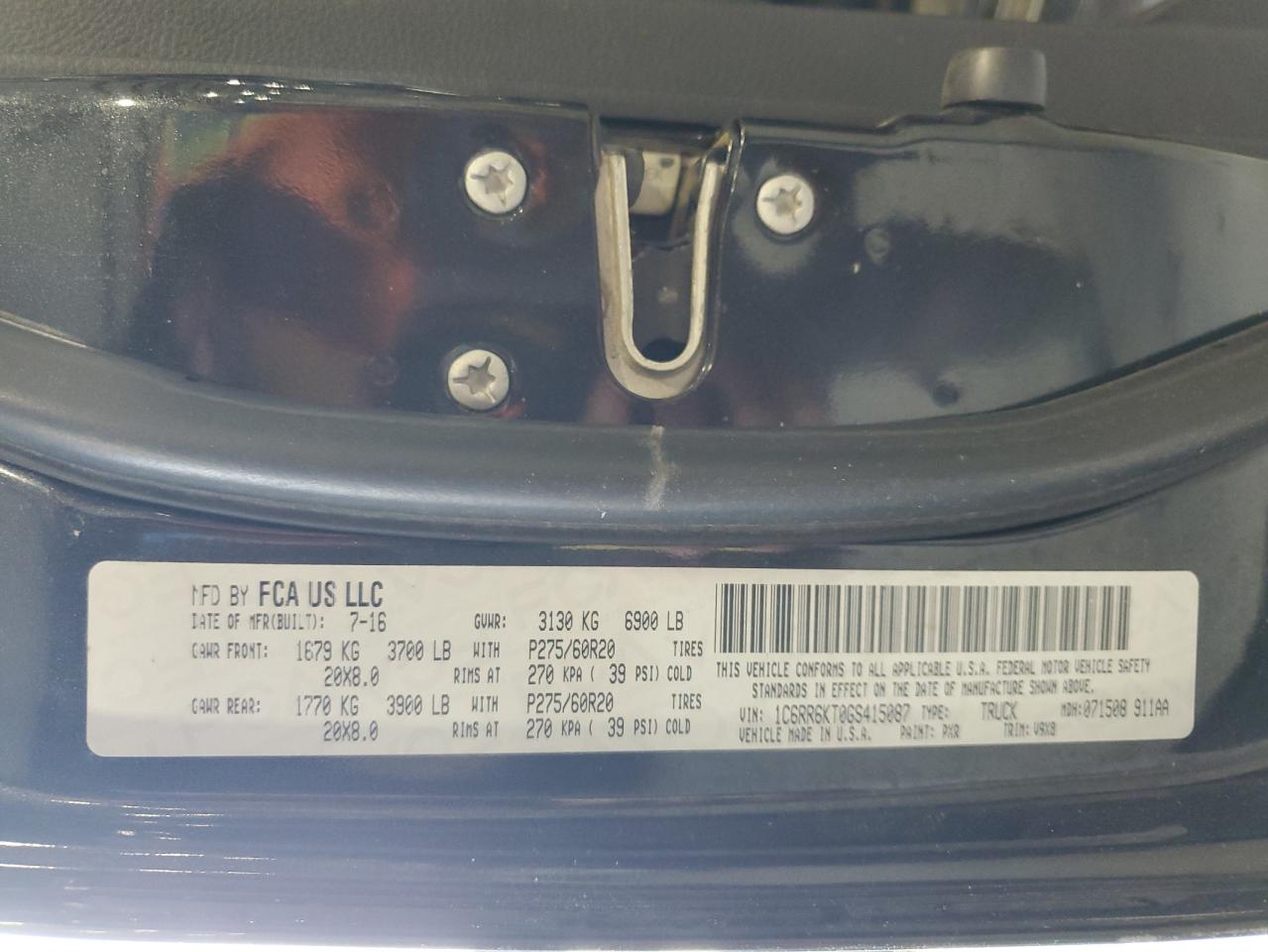 1C6RR6KT0GS415087 2016 Ram 1500 St