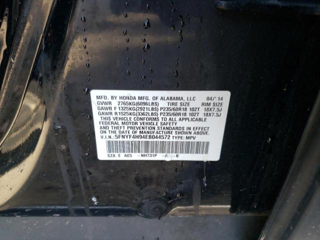 2014 Honda Pilot Touring VIN: 5FNYF4H94EB044572 Lot: 54097544