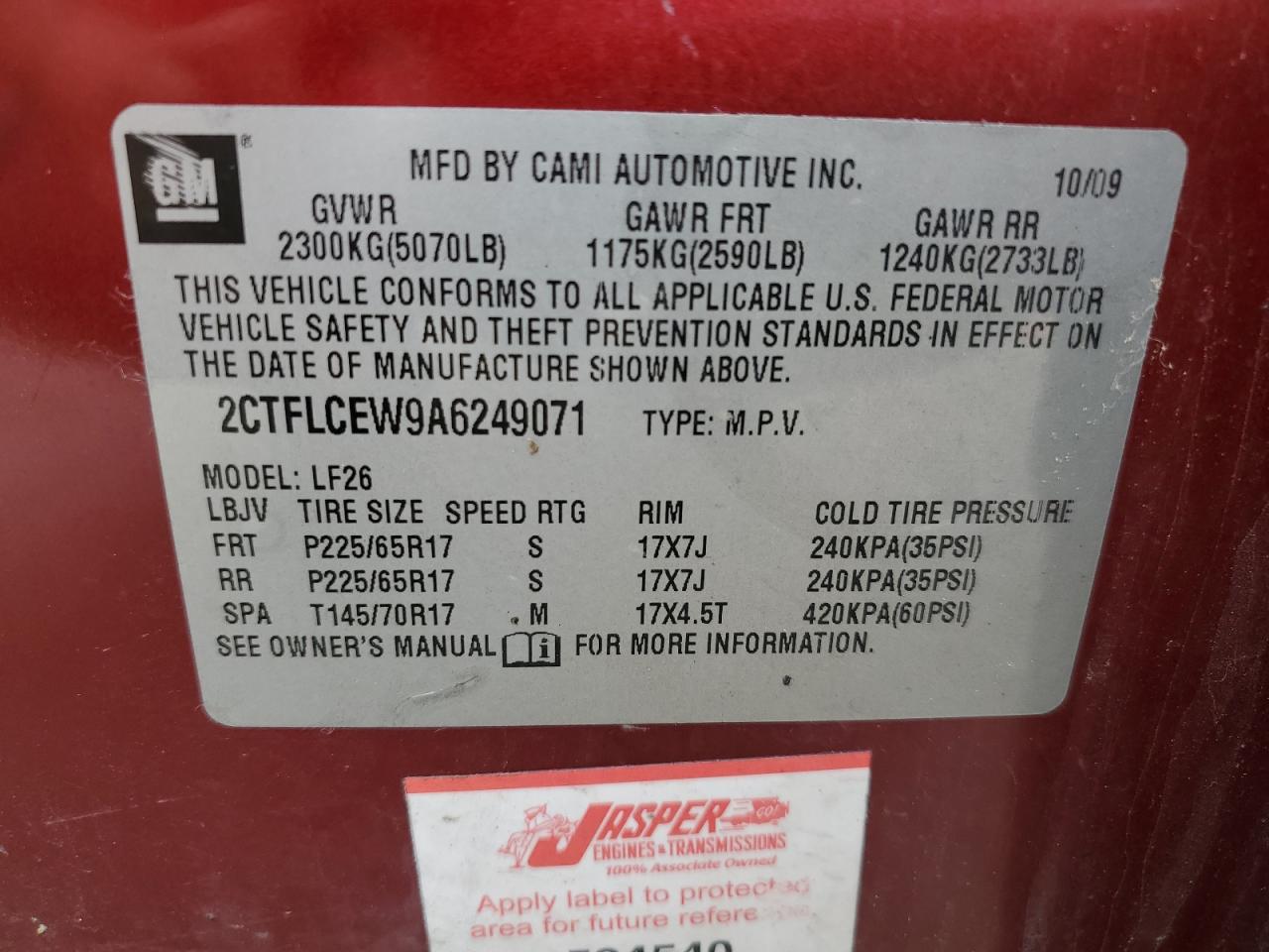 2CTFLCEW9A6249071 2010 GMC Terrain Sle