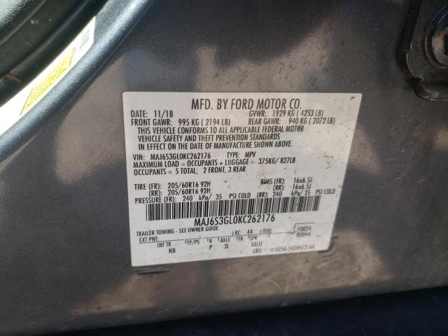 2019 Ford Ecosport Se VIN: MAJ6S3GL0KC262176 Lot: 54261964