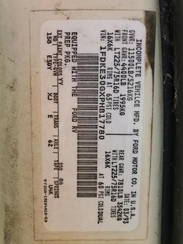 1993 Ford Econoline E350 Cutaway Van VIN: 1FDKE30GXPHB17780 Lot: 53647124