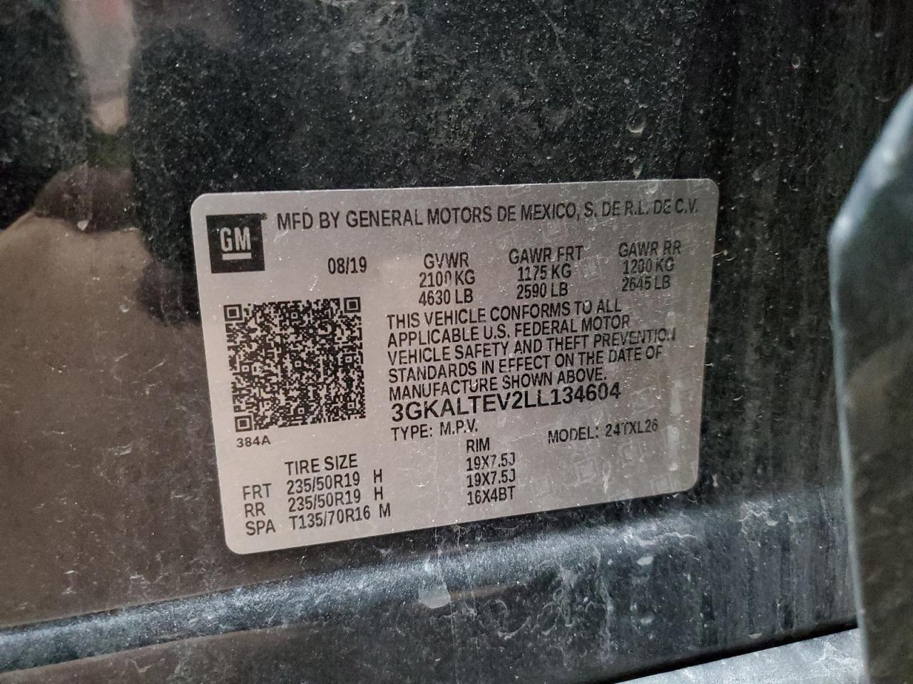 3GKALTEV2LL134604 2020 GMC Terrain Sle