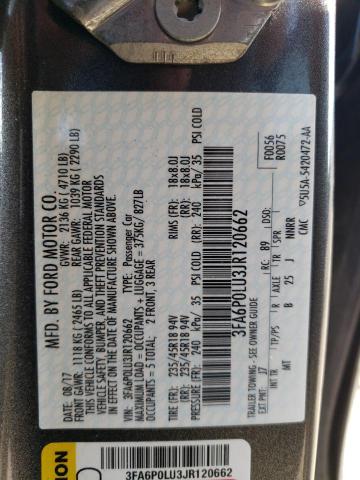 VIN 3FA6P0LU3JR120662 2018 Ford Fusion, Se Hybrid no.12