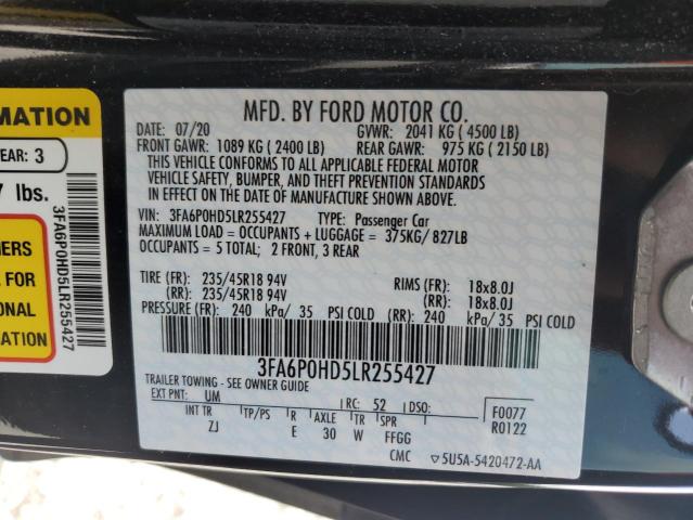 3FA6P0HD5LR255427 2020 FORD FUSION - Image 12