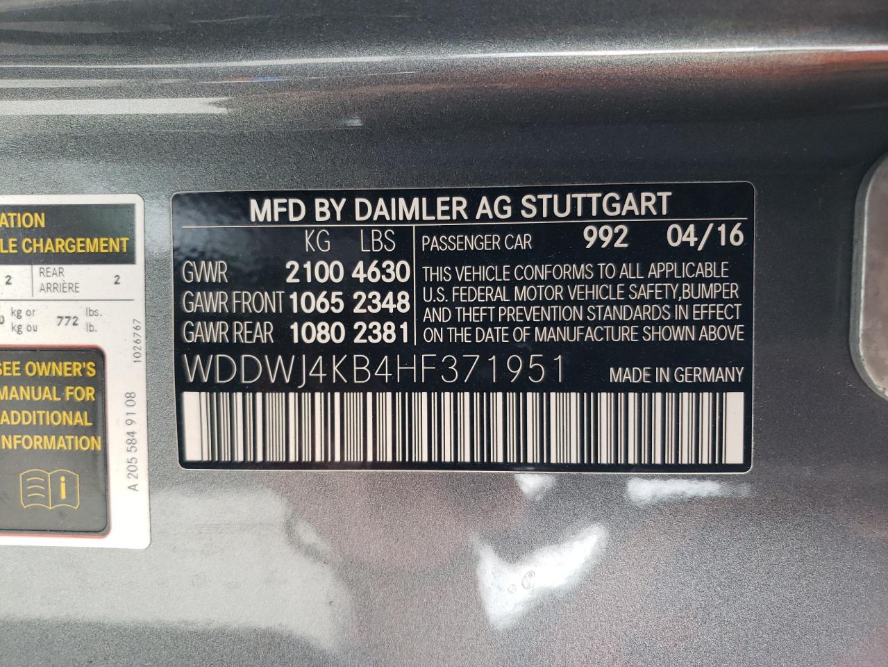 WDDWJ4KB4HF371951 2017 Mercedes-Benz C 300 4Matic