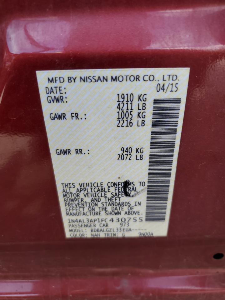 1N4AL3AP1FC430755 2015 Nissan Altima 2.5