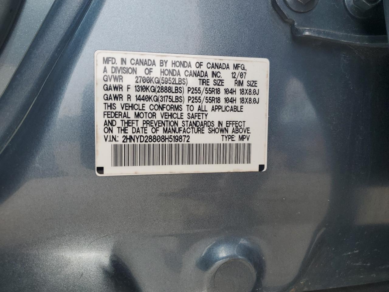 2HNYD28808H519872 2008 Acura Mdx Sport