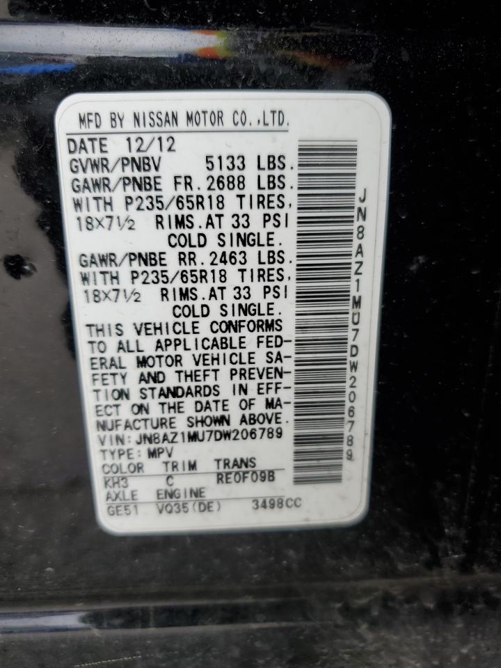 JN8AZ1MU7DW206789 2013 Nissan Murano S