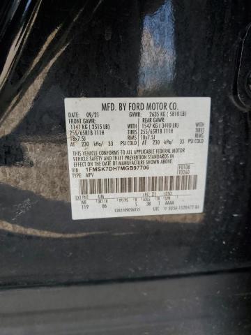 2021 Ford Explorer Xlt VIN: 1FMSK7DH7MGB97706 Lot: 55967734