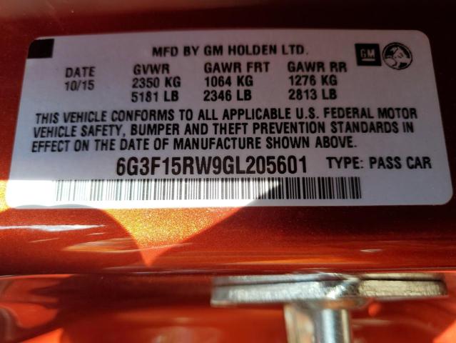 2016 Chevrolet Ss VIN: 6G3F15RW9GL205601 Lot: 53684094