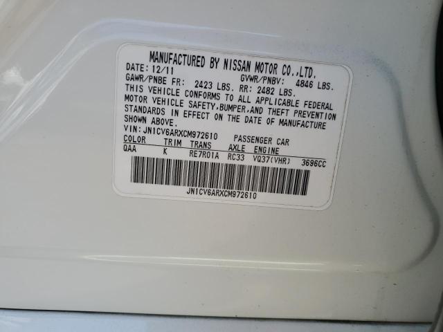 2012 Infiniti G37 VIN: JN1CV6ARXCM972610 Lot: 55829604