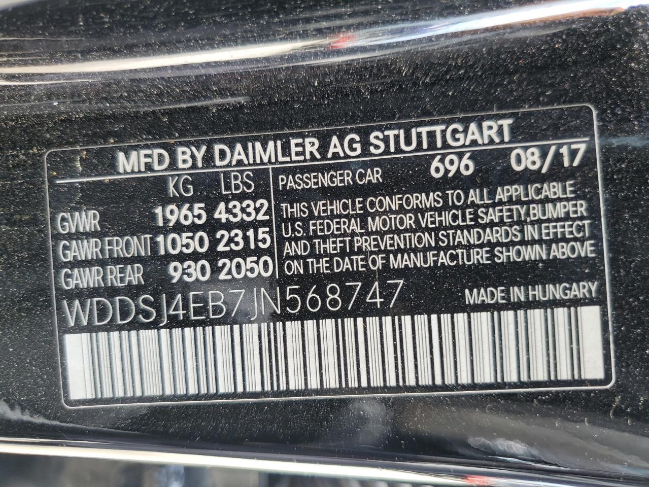 WDDSJ4EB7JN568747 2018 Mercedes-Benz Cla 250