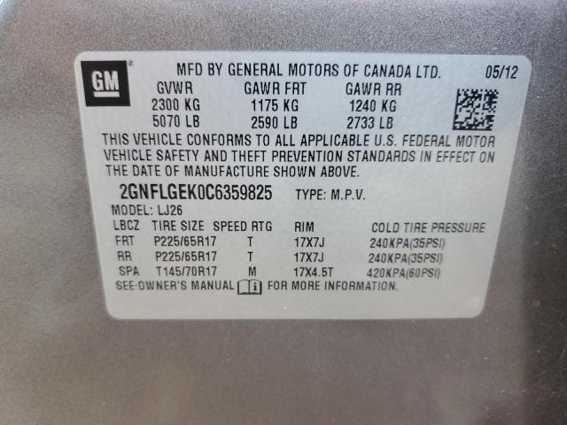 2012 Chevrolet Equinox Ltz VIN: 2GNFLGEK0C6359825 Lot: 53295064