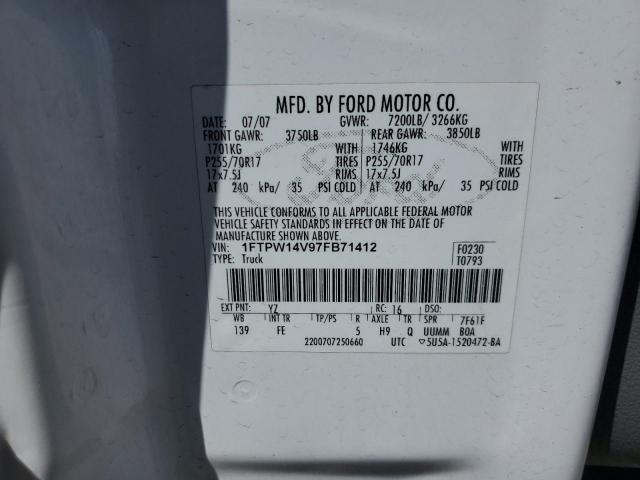 2007 Ford F150 Supercrew VIN: 1FTPW14V97FB71412 Lot: 53305944