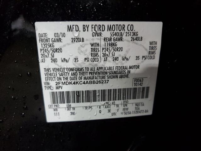 2010 Ford Edge Limited VIN: 2FMDK4KC4ABB26237 Lot: 55488424