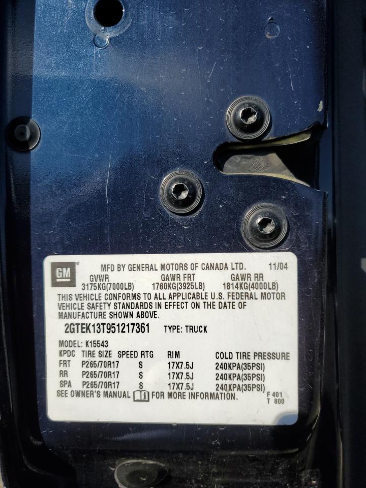 2GTEK13T951217361 2005 GMC New Sierra K1500