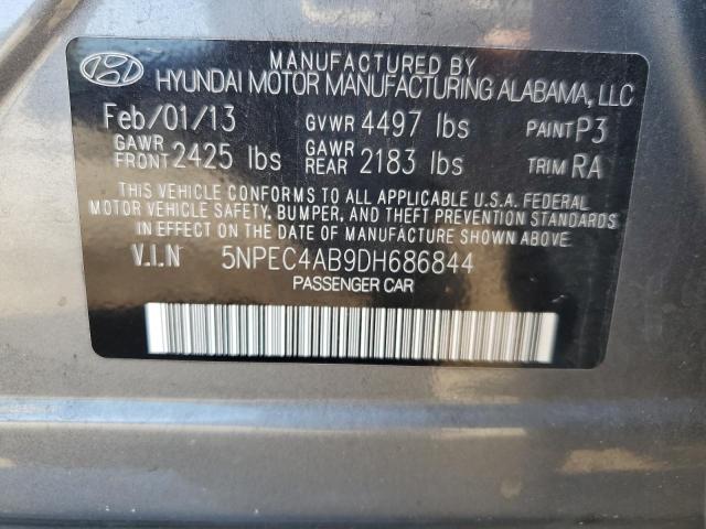 2013 Hyundai Sonata Se VIN: 5NPEC4AB9DH686844 Lot: 55736494