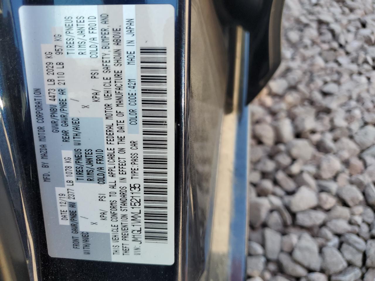 JM1GL1VMXL1521135 2020 Mazda 6 Touring