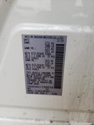 2020 Nissan Pathfinder Sl VIN: 5N1DR2CM5LC599056 Lot: 56756664