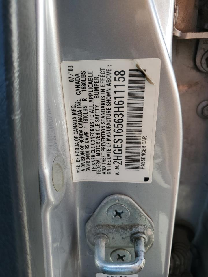 2HGES16563H611158 2003 Honda Civic Lx