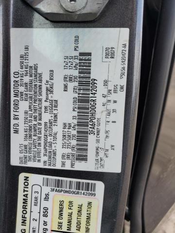 2016 Ford Fusion Se VIN: 3FA6P0HD0GR142099 Lot: 54486244