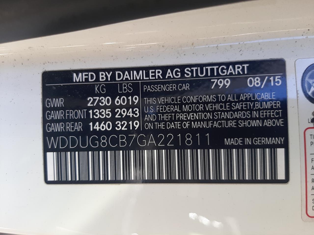 WDDUG8CB7GA221811 2016 Mercedes-Benz S 550