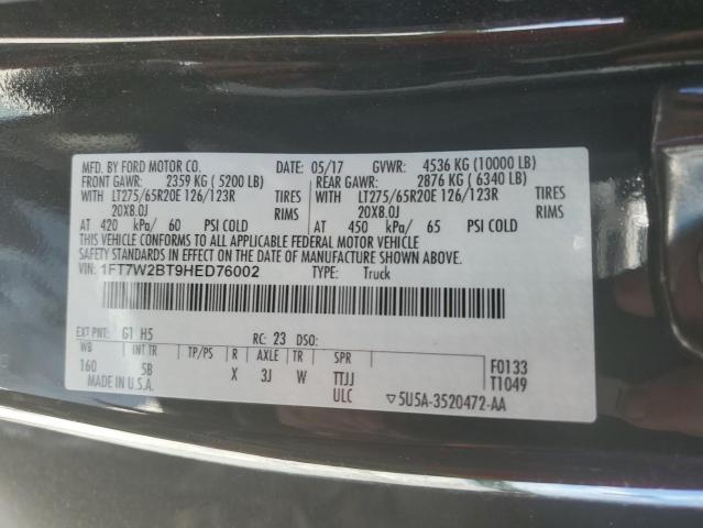 2017 Ford F250 Super Duty VIN: 1FT7W2BT9HED76002 Lot: 52890754