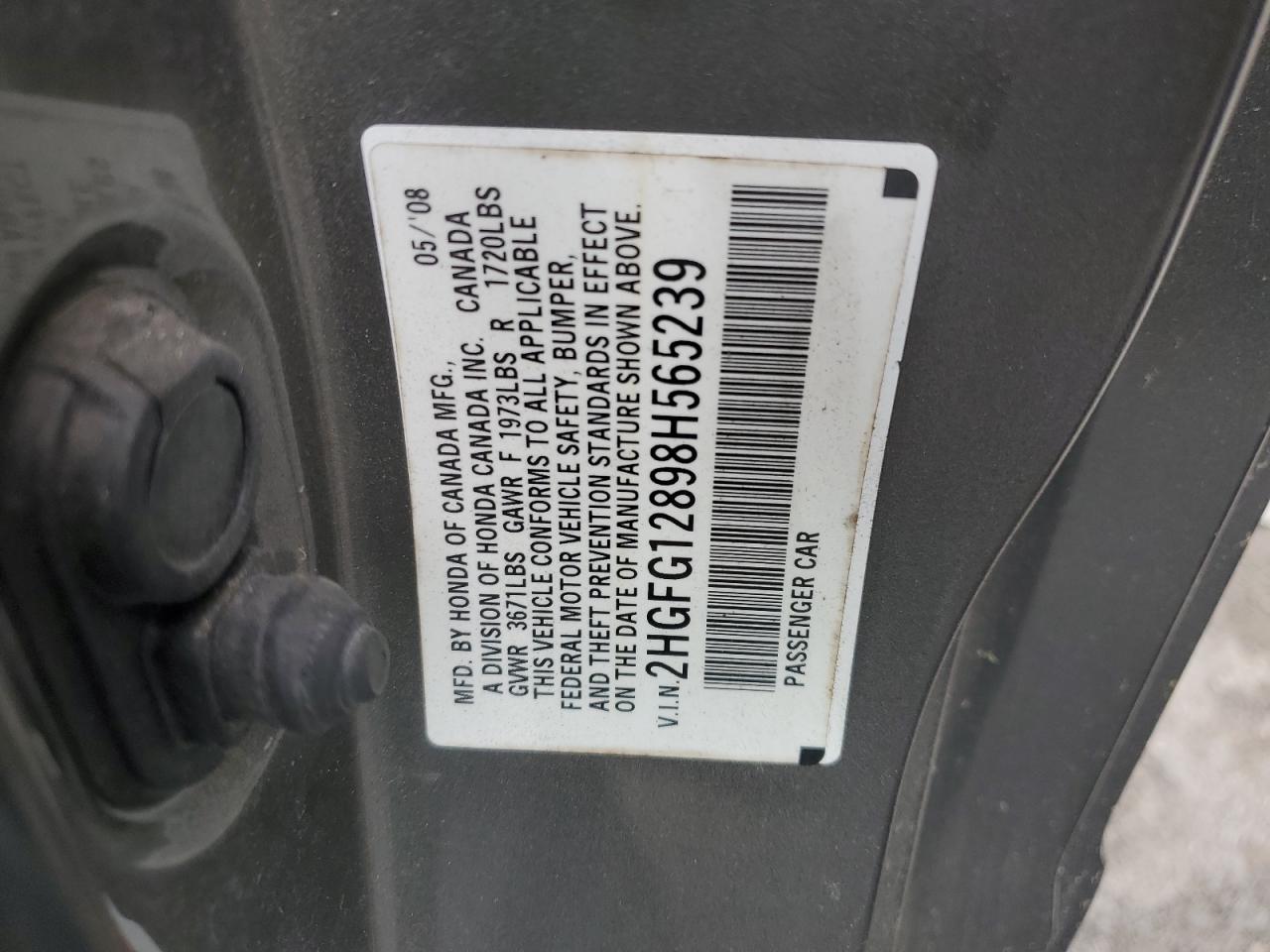 2HGFG12898H565239 2008 Honda Civic Ex