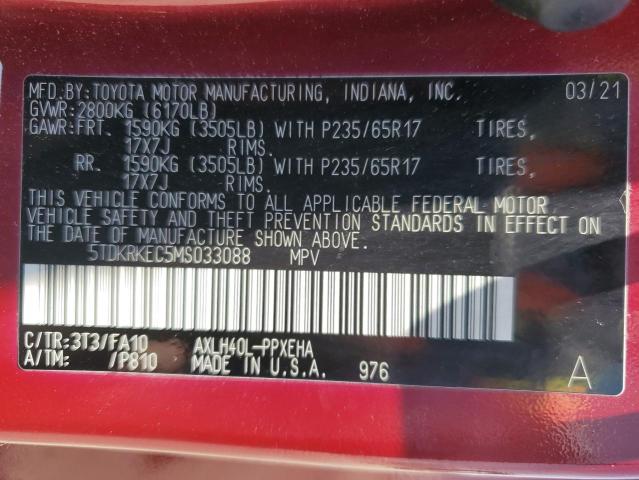 2021 Toyota Sienna Le VIN: 5TDKRKEC5MS033088 Lot: 55203854