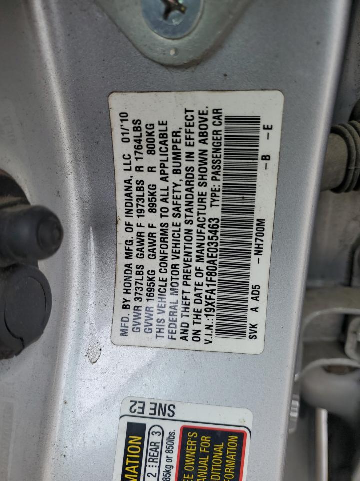 19XFA1F80AE035463 2010 Honda Civic Ex