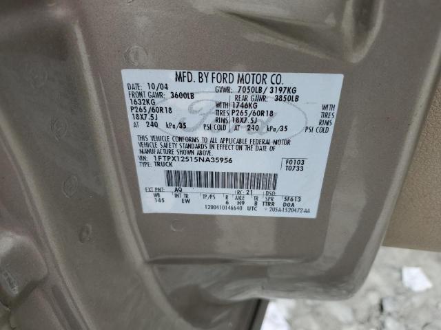 2005 Ford F150 VIN: 1FTPX12515NA35956 Lot: 54540634