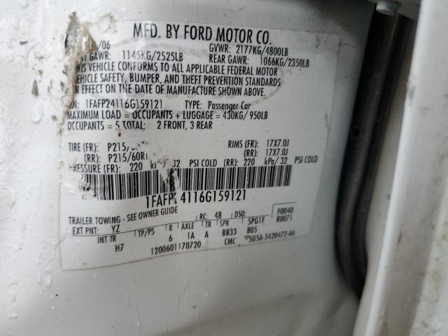 2006 Ford Five Hundred Sel VIN: 1FAFP24116G159121 Lot: 54913964